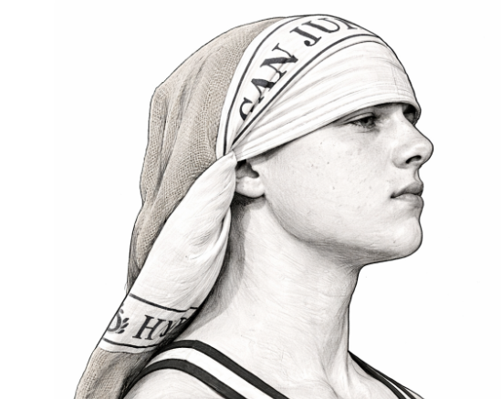 Costal puesto justo en el sitio donde debe de ir, encima de las cejas